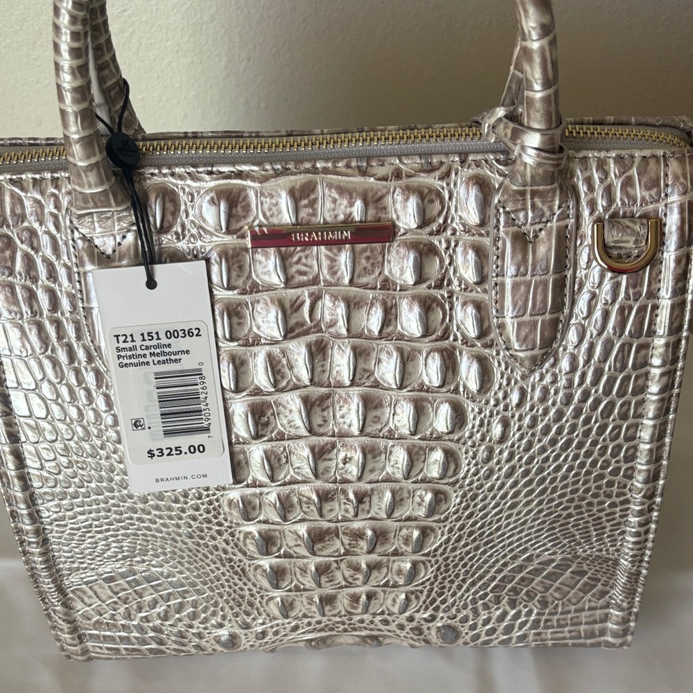 Brahmin Metallic Crocodile Embossed Tote
